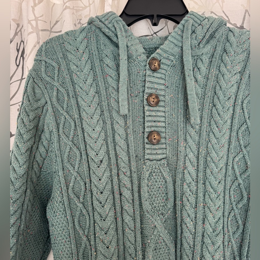 L.L. Bean Cable-Knit Sweater in Soft Spruce - Picture 3 of 6